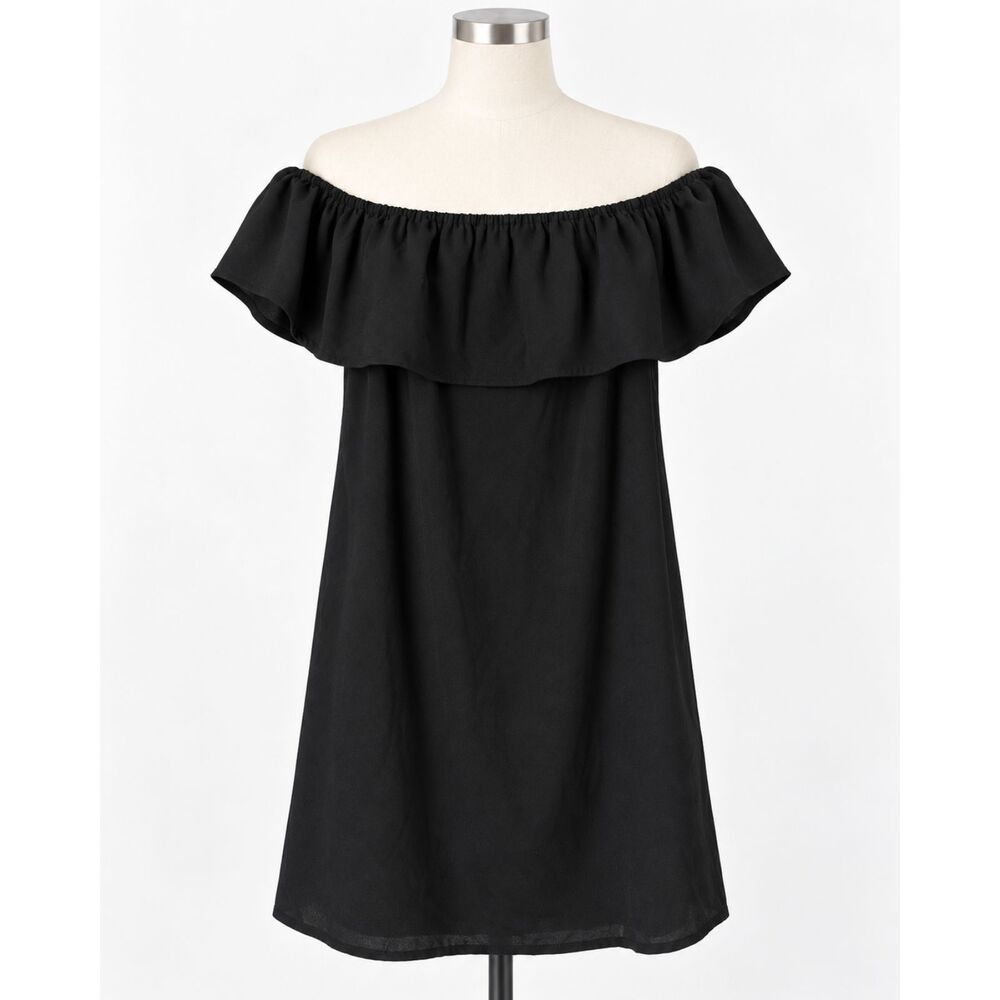 Abercrombie & Fitch Black Off the Shoulder Ruffle Dress Size M